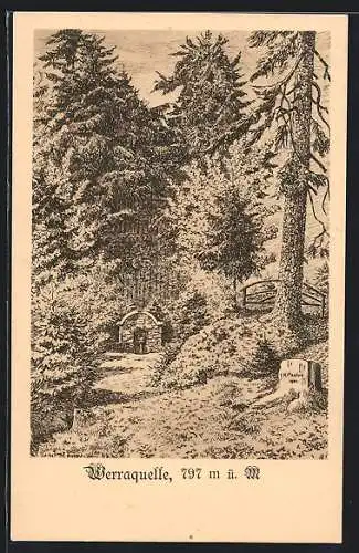 Künstler-AK Eisfeld, Partie an der Werraquelle