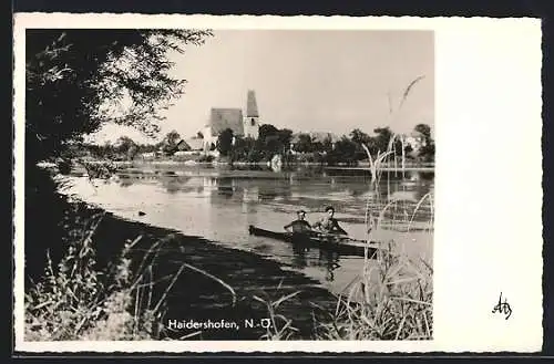 AK Haidershofen, Blick über den Fluss auf Ort mit Kirche