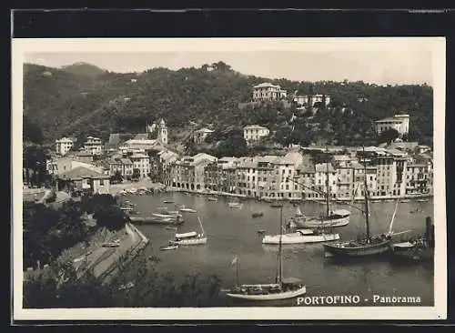 AK Portofino, Ortsansicht mit Hafen