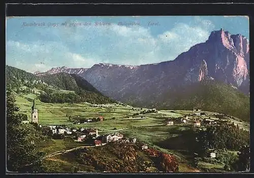 AK Kastelruth, Panoramablick gegen den Schlern