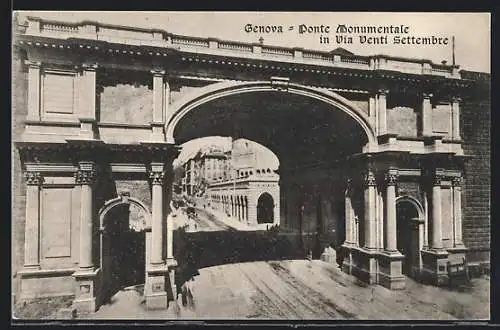 AK Genova, Ponte Monumentale in Via Venti Settembre