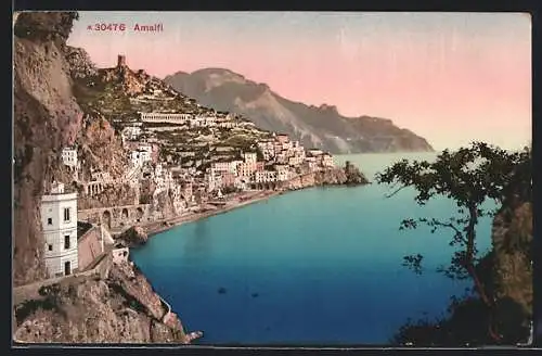 AK Amalfi, Panorama mit Meer