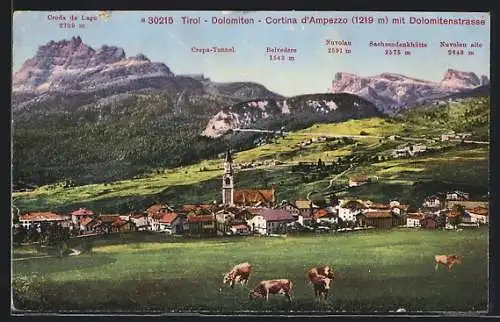 AK Cortina d’Ampezzo, Gesamtansicht mit Dolomitenstrasse