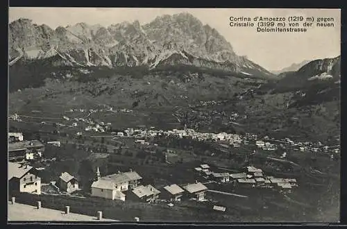 AK Cortina d’Ampezzo, Totale gegen Cristallo von der Dolomitenstrasse aus gesehen