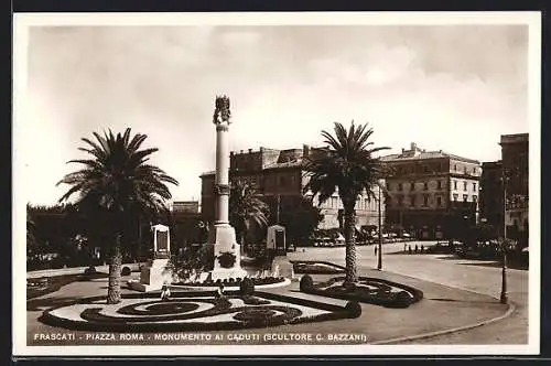 AK Frascati, Piazza Roma, Monumento ai Caduti, Scultore C. Bazzani