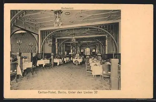 AK Berlin, Restaurant im Carlton-Hotel, Unter den Linden 32