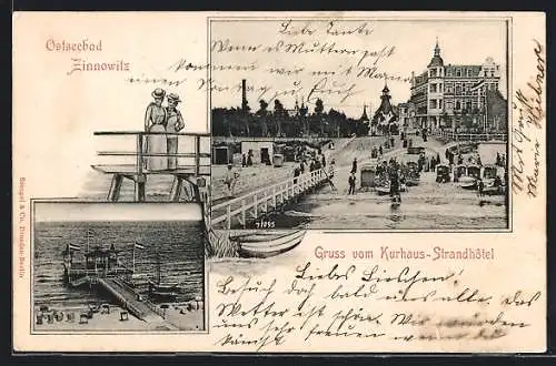 AK Zinnowitz, Kurhaus-Strandhotel, Landungsbrücke