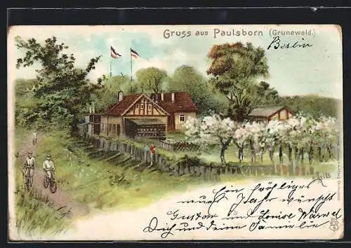 Lithographie Berlin-Grunewald, Gasthaus in Paulsborn