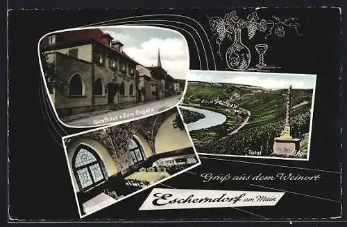 AK Escherndorf / Main, Gasthaus Zum Engel, Totalansicht