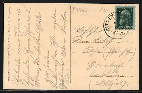 AK Altötting, Kapellplatz mit Rathaus