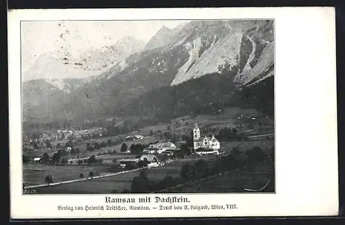 AK Ramsau am Dachstein, Ortsansicht mit Kirche