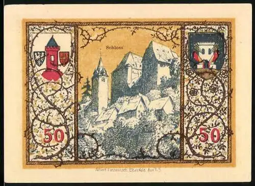 Notgeld Westerburg 1920, 50 Pfennig, Schloss und Wappen