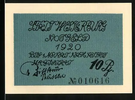 Notgeld Westerburg 1920, 10 Pfennig, Wappen