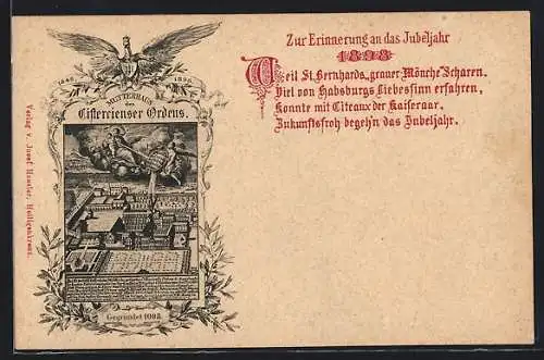 Künstler-AK Heiligenkreuz, Zur Erinnerung an das Jubeljahr 1898, Mutterhaus des Cistercienser-Ordens