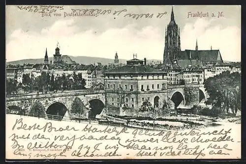 AK Frankfurt a. M., alte Mainbrücke und Dom