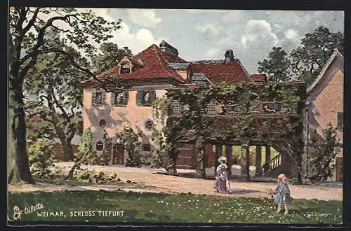 Künstler-AK Weimar / Thür., Schloss Tiefurt