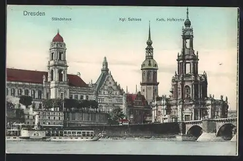 AK Dresden, Ständehaus, Königliches Schloss und katholische Hofkirche