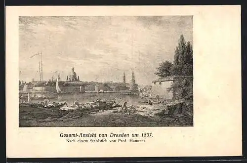 AK Dresden, Gesamtansicht im Jahre 1837