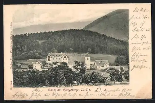 AK Raach am Hochgebirge, Ortsansicht mit Kirche