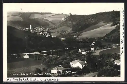 AK Kirchschlag, Totalansicht von einem Berg aus