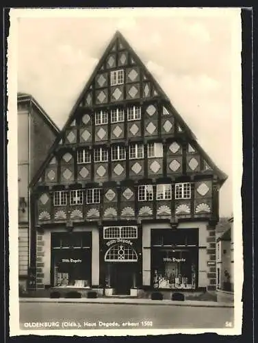 AK Oldenburg / Old., Frontalansicht des Hauses Degode