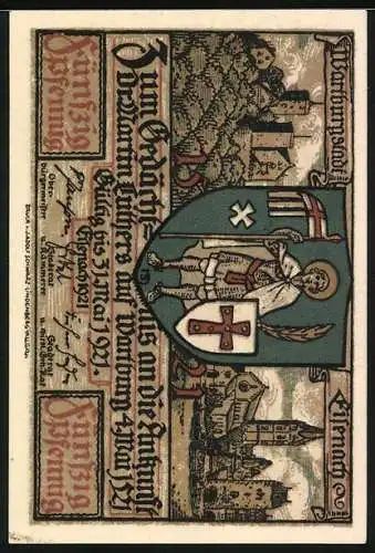 Notgeld Eisenach 1921, 50 Pfennig, Luther singt als Currendeschüler
