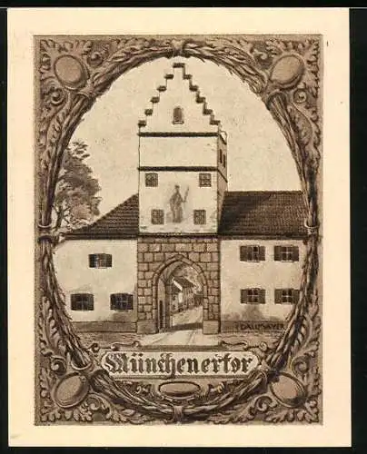 Notgeld Moosburg 1921, 25 Pfennig, Münchenertor