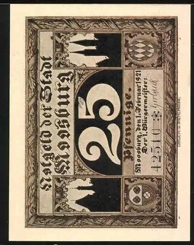 Notgeld Moosburg 1921, 25 Pfennig, Münchenertor