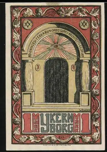Notgeld Ykernborg 1921, 1 Mark, Freimaurer Symbole