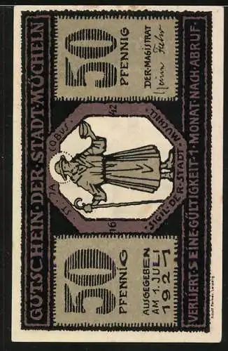 Notgeld Mücheln 1921, 50 Pfennig, Rathaus