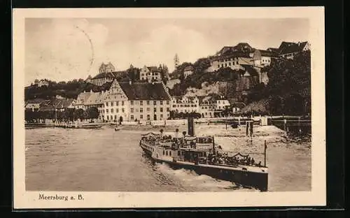 AK Meersburg a. Bodensee, Ortsansicht mit Landungssteg