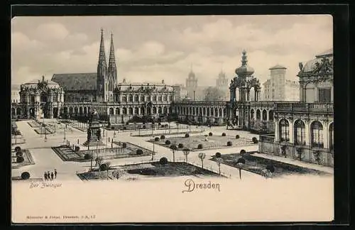 AK Dresden, Strassenpartie mit Kirche