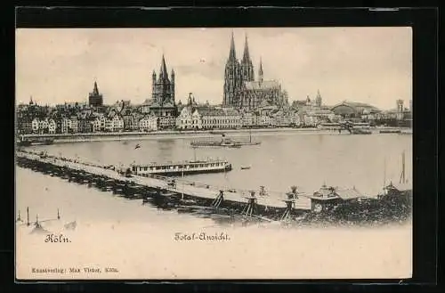 AK Köln, Totalansicht mit Kirche