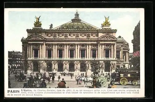 AK Paris, Partie an der Opéra Garnier, Pferdewagen