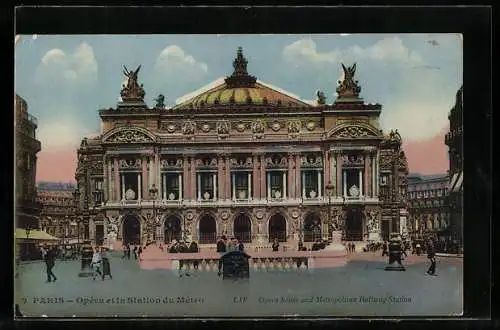 AK Paris, L`Opéra Garnier et la Station du Metro