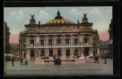 AK Paris, Opéra et la Station du Metro