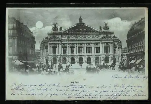 Mondschein-AK Paris, Opéra Garnier