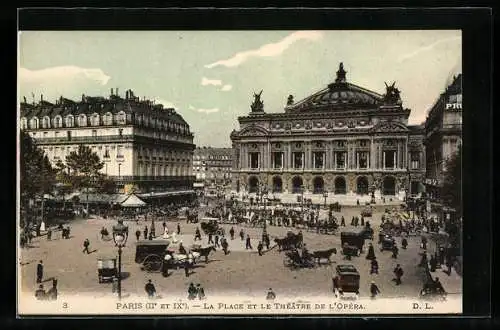 AK Paris, La Place et le Theatre de l`Opéra