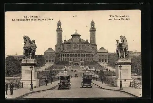 AK Paris, Le Trocadéro, Totale mit Pferdestatuen