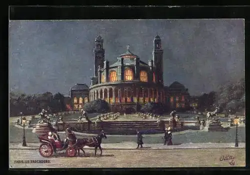 Künstler-AK Paris, Le Trocadero, Kutsche