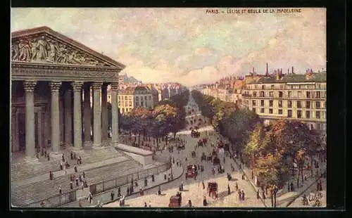 Künstler-AK Raphael Tuck & Sons Nr. 110 /71: Paris, L`Eglise et Boule de la Madeleine