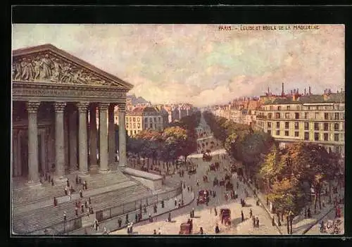 Künstler-AK Raphael Tuck & Sons Nr. 110 /71: Paris, L`Eglise et Boule de la Madeleine