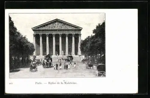 AK Paris, Église de la Madeleine, Blick die Strasse hinab