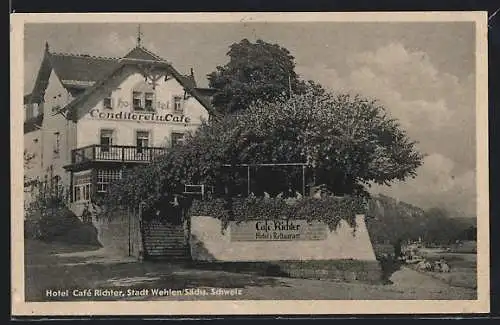 AK Wehlen / Sächs. Schweiz, Hotel-Cafe Richter