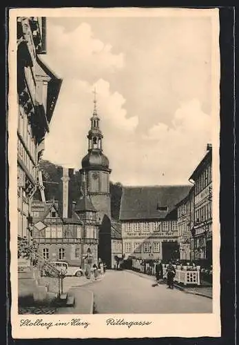 AK Stolberg / Harz, Blick in die Rittergasse mit Hotel Preussischer Hof