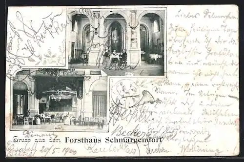 AK Schmargendorf, Gasthaus Forsthaus, Innenansichten Saal