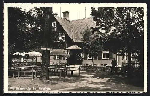 AK Reudnitz / Greiz, Gasthof Weidmannsruhe mit Aussenbewirtung