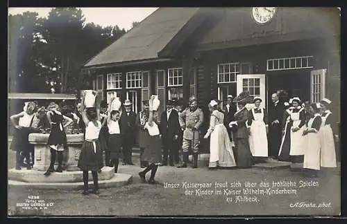 AK Ahlbeck / Seebad, Besuch des Kaiserpaares im Kinderheim