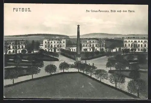 AK Putbus, Cirkus-Panorama mit Blick nach dem Meere