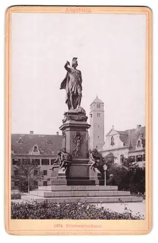 Fotografie Römmler & Jonas, Dresden, Ansicht Augsburg, das Friedensdenkmal, Statue
